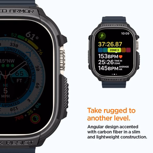 Spigen Rugged Armor ümbris Apple Watch Ultra 49 mm jaoks, mattmust