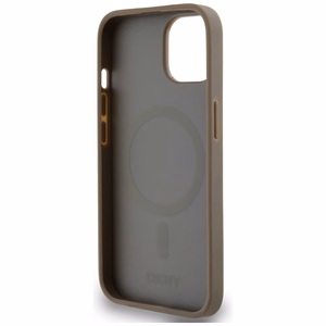 DKNY Leather Printed Pattern Metal Logo MagSafe Ümbris jaoks iPhone 15 / 14 / 13 - Brown