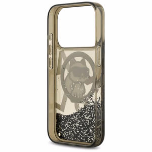 Karl Lagerfeld Liquid Glitter Choupette Logo MagSafe Ümbris jaoks iPhone 17 Pro - Must