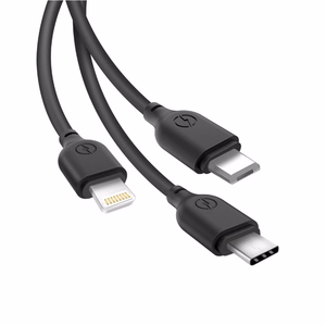 XO kaabel NB103 3in1 USB - Lightning + USB-C + microUSB 1,0 m 2,1A, must