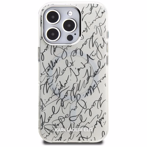 Karl Lagerfeld IML Karl Script Pattern MagSafe Ümbris jaoks iPhone 16 Pro - Valge