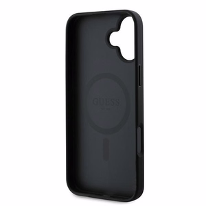 Чехол Guess Grained Gold Ring MagSafe для iPhone 16 Plus - чёрный
