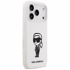 KARL LAGERFELD ümbris jaoks IPHONE 17 Pro compatible with MagSafe KLHMP17LSKIGROH (Silicone W/ KL Sketch & Logo) valge