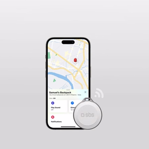 SBS Track My Circle veekindel IP65 lokaator, ühildub Apple Find My rakendusega - valge