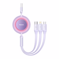 Baseus Bright Mirror 3, USB 3-in-1 kaabel jaoks micro USB / USB-C / Lightning 66W / 2A 1.1m (Purple)
