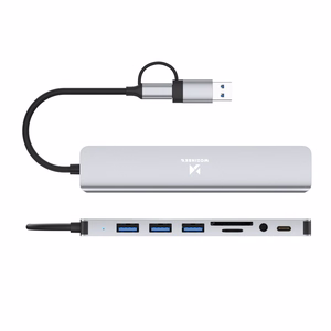 Hall 8-in-1 USB-jaotur Wozinsky WAH-81 USB 3.0, SD-kaardilugeja ja heliväljundiga