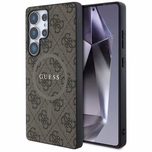 Guess Leather 4G Colored Ring Classic Logo MagSafe Ümbris Samsung Galaxy S25 Ultra brown