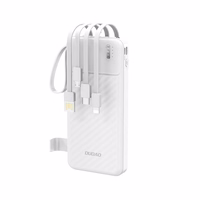 Dudao K11 10000mAh Powerbank sisseehitatud kaablitega - valge