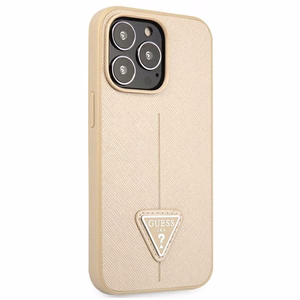 Guess GUHCP13LPSATLE iPhone 13 Pro / 13 6.1" beež/beež kõvakott SaffianoTriangle Logo