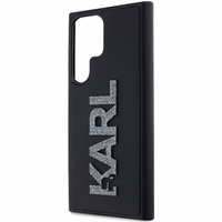 Karl Lagerfeld 3D Rubber Glitter Logo ümbris jaoks Samsung Galaxy S24 Ultra - must