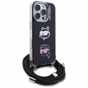 Чехол Karl Lagerfeld IML Crossbody Karl & Choupette Head для iPhone 16 Pro чёрный