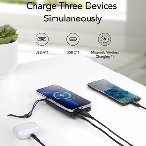 VEGER powerbank 10000 mAh with juhtmevaba charging compatible with MagSafe PD QC3.0 2A 20W MagOn (VP1151 / W1151) valge
