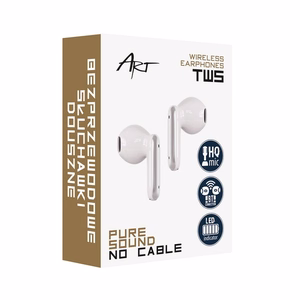 ART juhtmevaba kõrvaklapid bluetooth TWS + dokkimisjaam Type C AP-TW-B4W valge