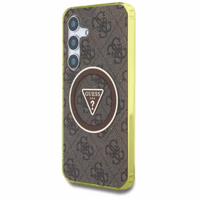 GUESS ümbris jaoks SAMSUNG S25 GUHMS25SHG4PRTGW (Magnetic IML Metal Glitter 4G Circle Triangle) brown