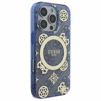 Guess IML Peony jaoks 4G Background MagSafe Ümbris jaoks iPhone 16 Pro - sinine