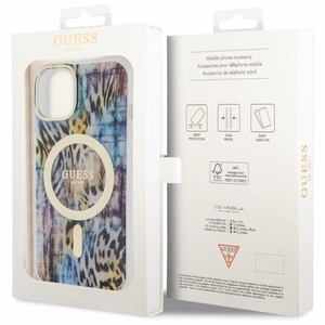 Guess Leopard MagSafe ümbris jaoks iPhone 14 - sinine