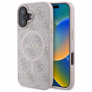 Guess 4G Ring Classic Logo MagSafe iPhone 16 Ümbris - Roosa