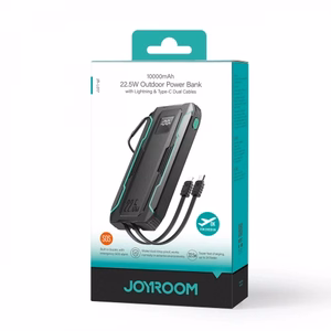 Akupank Joyroom JR-L017 must 10000mAh 22.5W (PD / QC3.0) + integreeritud 2in1 kaabel