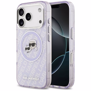 Karl Lagerfeld IML Glitter Karl & Choupette Heads Logo MagSafe Ümbris jaoks iPhone 17 Pro Max - Lilla