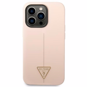 Guess GUHCP14XSLTGP Silicone Triangle ümbris seadmele iPhone 14 Pro Max 6.7", roosa