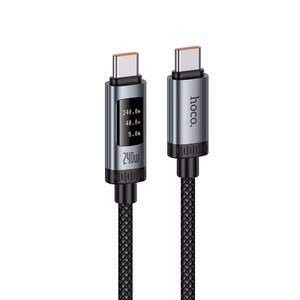 Кабель для передачи данных с цифровым дисплеем USB C to USB C Hoco PD 6A 240W 1,2 m U148 черный