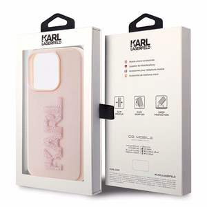 KARL LAGERFELD ümbris jaoks IPHONE 15 Pro Max KLHCP15X3DMBKCP (3D Logo Glitter) roosa