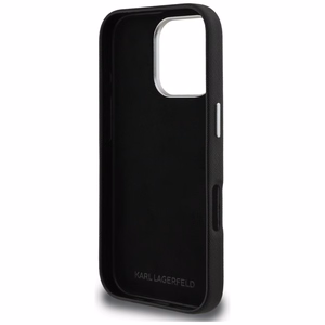 Karl Lagerfeld FW Grained Karl & Choupette Heads Pins ümbris mudelile iPhone 16 Pro Max – must