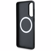 BMW Leather Oversized Stripes MagSafe ümbris jaoks Samsung Galaxy S25 Edge - must