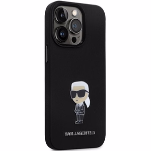 Karl Lagerfeld KLHCP14LSMHKNPK ümbris jaoks iPhone 14 Pro - must Silicone Ikonik Metal Pin