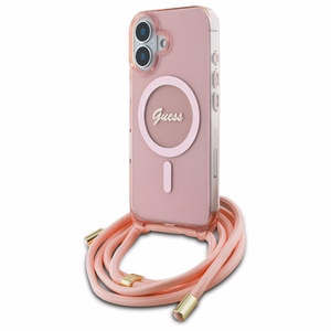 Guess Crossbody Cord Script MagSafe iPhone 16 Ümbris - roosa