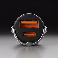 Blavec Autolaadija BS-02B-C Aero - USB + Type C - QC 3.0 18W PD 30W koos Type C to Type C cable (CCBS02BCA-UCB) must