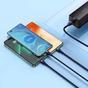 Baseus Kaabel Flash Series II 3 in 1 - USB to Type C, Lightning, Micro USB - 66W 6A 1,2 metres (CASS040003) sinine