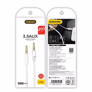 Dudao L12S AUX kaabel mini jack 3.5mm 1m 3-pole stereo - valge