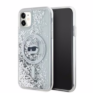 Karl Lagerfeld Liquid Glitter Choupette Head MagSafe Ümbris jaoks iPhone 11 / Xr - läbipaistev