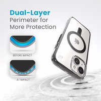 Speck Presidio Perfect-Clear ClickLock & MagSafe - iPhone 17e / 16e / 15 / 14 / 13 ümbris (Clear / Frosted must / Slate hall)