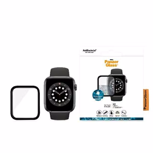 PanzerGlass Curved full-face antimicrobial screen protector for Apple Watch 44 mm – black