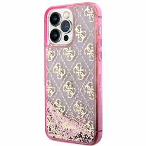 Guess GUHCP14XLC4PSGP iPhone 14 Pro Max 6.7" pink/pink hardcase Liquid Glitter 4G Transculent