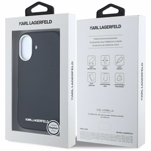 Karl Lagerfeld Saffiano Full Wrapped Elongated Metal Logo MagSafe Ümbris jaoks iPhone 16 - must