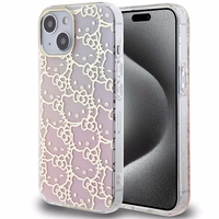 Hello Kitty IML Gradient Electrop Crowded Kitty Head ümbris jaoks iPhone 15 - roosa