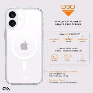 Case-Mate Tough D3O läbipaistev MagSafe'i toega ümbris iPhone 16 Plusile