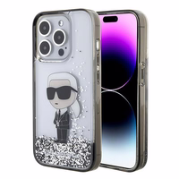 Karl Lagerfeld Liquid Glitter Ikonik ümbris jaoks iPhone 15 Pro - läbipaistev