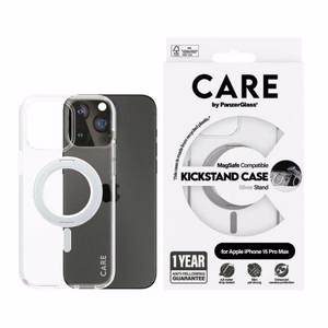 CARE by PanzerGlass Kickstand Ümbris MagSafe jaoks iPhone 15 Pro Max - hõbedane