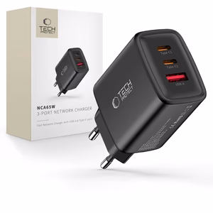 Tech-Protect NCA65W-GAN 3-portiline 65W seinalaadija - must