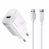 Joyroom JR-TF4 18W seinalaadija 3A USB-A - USB-C 1m kaabliga - valge