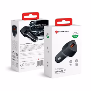 Car laadija Forcell F-Energy Carbon USB A QC3.0 3A 18W CC50-1A must