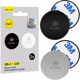 Blavec Metal plate jaoks magnetic hoidja BM-03 set of 2 pieces round (40mm) must and hõbedane