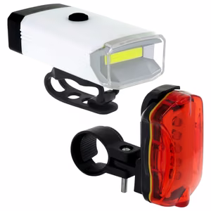 Setty jalgratta lampide komplekt ees valge + taga must LR-02