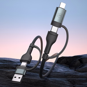3mk Hyper Cable N-SERIES 2 in 2 USB-A / USB-C ja USB-C / Lightning 1.2m QC 3.0 9V/2A 60W - must