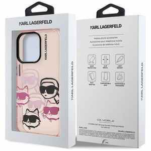 Karl Lagerfeld IML Multi K&C Head Pattern Ümbris jaoks iPhone 16 Pro Max - Roosa