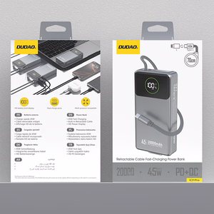 Dudao K31 Pro 45W 20000mAh Akupank with Built-in Retractable USB-C Kaabel - hall